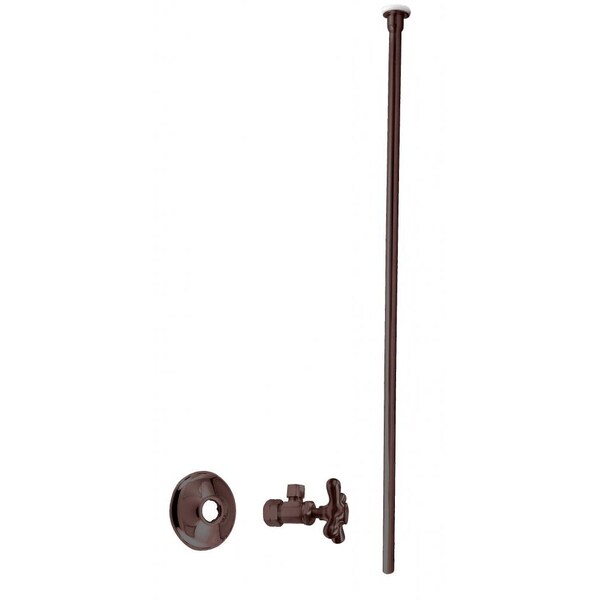 Westbrass 3/8" x 20" Flat Head Toilet Supply Kit with Cross Handle Angle Valve, Oil Rubbed Bronze D105KFHX-12 - main